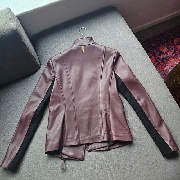 Mackage Leather Jacket Size XS Burgundy - Picture 3 of 3